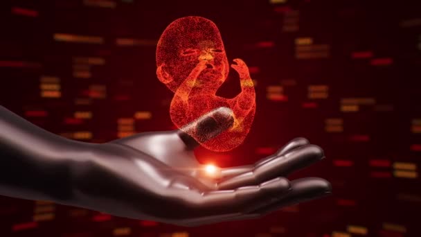 Abstract Scientific Movie Hands Human Unborn Baby Womb Animation Seamless — 비디오