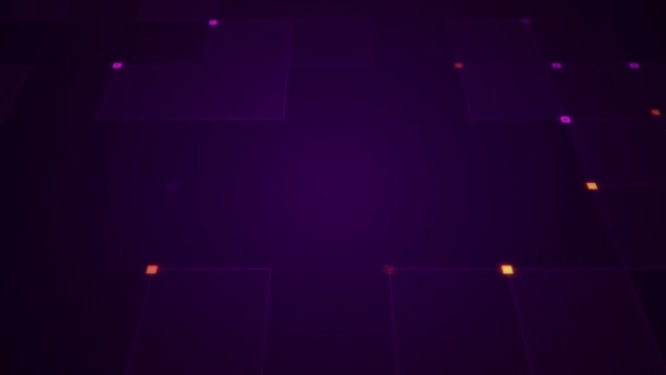 fond géométrique avec des rayures et des particules. Animation du signal électrique du circuit avec un éclat violet. Animation de boucle transparente .  