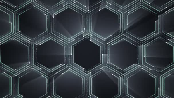 Fondo Tecnología Gris Abstracto Con Animación Partículas Señal Eléctrica Circuito — Vídeos de Stock