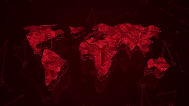 Çokgen Şekil Küresel Köşeler Çizgilerden Soyut Dünya Haritasının Animasyonu Kusursuz — Stok video
