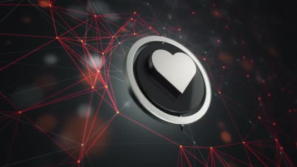 技术背景下旋转圆形心脏图标3D动画镜头 无缝循环 — 图库视频影像