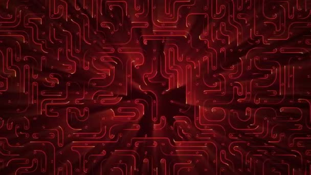 Abstract Technology Background Animation Circuit Electric Signal Particles Red Light — Stock Video