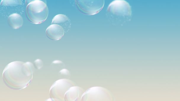 Animación Volando Burbujas Jabón Sobre Fondo Colorido Animación Bucle Sin — Vídeos de Stock