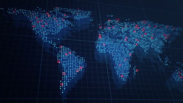 Vue Panoramique Carte Monde Numérique — Video