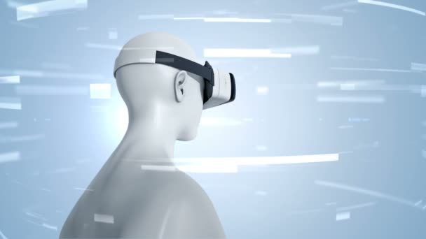 Animáció Emberi Headset Absztrakt Térben Részecskék Adatok Virtuális Valóság Technológiai — Stock videók
