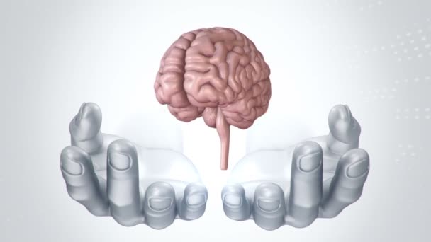 Fundo Com Animação Interface Abstrata Corpo Humano Cabeça Mãos Cérebro — Vídeo de Stock