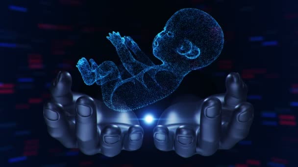 用人类和胎儿的手从子宫里取出科学影片 无缝循环动画 — 图库视频影像