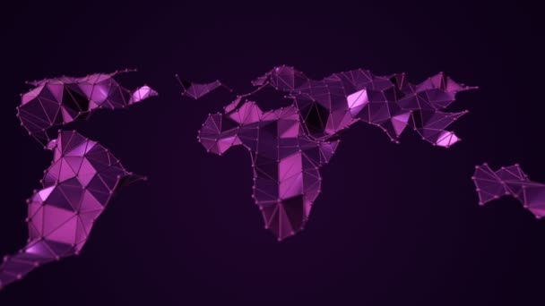 Animación Mapa Abstracto Tierra Partir Forma Poligonal Vértices Líneas Esféricas — Vídeo de stock