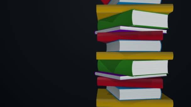 Анимационная Ротация Стопчатых Красочных Книг Анимация Бесшовного Цикла — стоковое видео