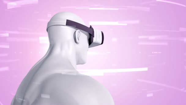 Animation Human Headset Abstract Space Particles Data Virtual Reality Technological — Stockvideo