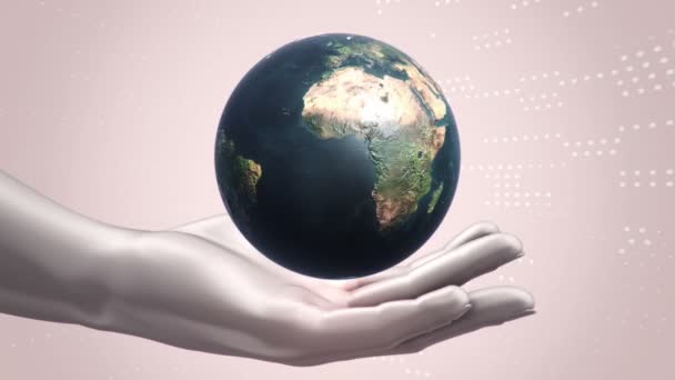 Abstract Background Animation Rotation Earth Globe Abstract Hands Human Animation — Stock Video