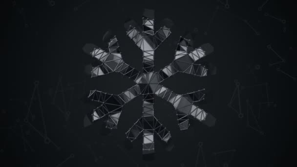 Abstrakter Hintergrund Mit Animationssymbol Der Schneeflocke Aus Metallischem Netz Animation — Stockvideo