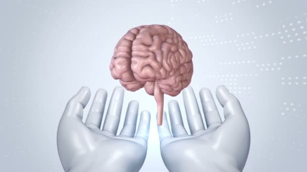 Αφηρημένο Φόντο Κινούμενα Σχέδια Περιστροφής Εγκεφάλου Αφηρημένα Χέρια Του Ανθρώπου — Αρχείο Βίντεο