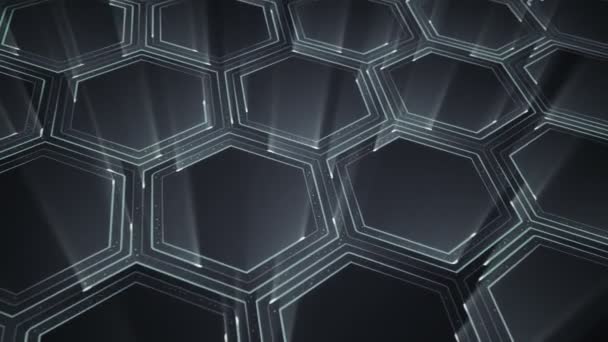 Абстрактный Серый Технологический Фон Анимацией Схем Электрических Сигналов Световых Полос — стоковое видео