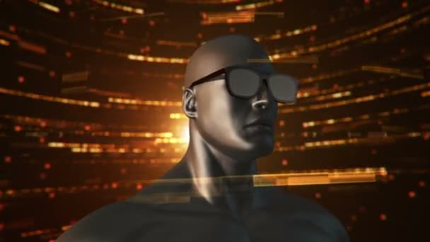 Animación Humanos Con Gafas Espacio Abstracto Con Partículas Datos Realidad — Vídeo de stock