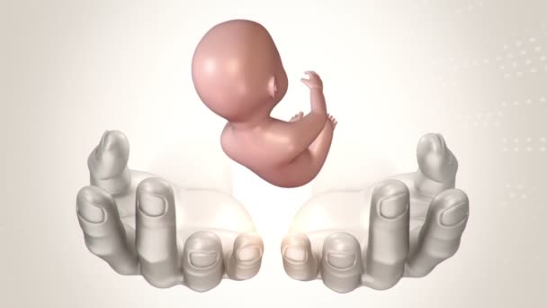 Abstrakter Wissenschaftlicher Film Mit Händen Menschlicher Und Ungeborener Babys Aus — Stockvideo