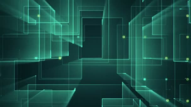 Geometrické Pozadí Pruhy Částicemi Animace Elektrického Signálu Tyrkysovým Leskem Animace — Stock video