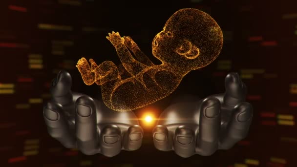 Анотація Наукового Фільму Руками Людини Ненародженої Дитини Утроби Анімація Безшовної — стокове відео