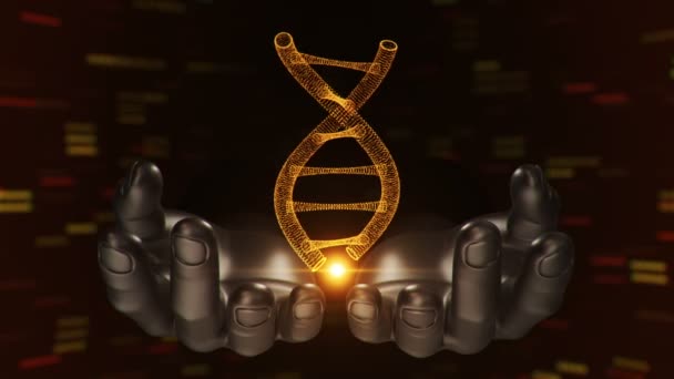 Sfondo Astratto Con Animazione Della Rotazione Elica Del Dna Mani — Video Stock