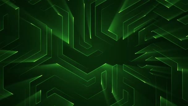 Fundal Geometric Dungi Particule Animație Semnal Electric Circuit Strălucire Verde — Videoclip de stoc