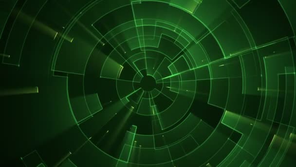 电路电信号粒子和绿光条纹动画技术背景 无缝循环动画 — 图库视频影像
