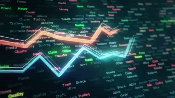 Sfondo Astratto Con Animazione Grafici Crescita Contatori Fluenti Numeri Con — Video Stock