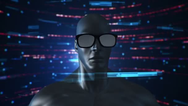 Animation Human Glasses Abstract Space Particles Data Virtual Reality Technological — 비디오