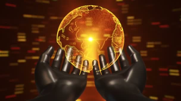 Abstract Background Animation Rotation Earth Globe Abstract Hands Human Animation — Stock Video