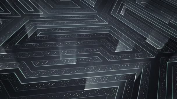 Fond technologique abstrait avec animation des particules du signal électrique du circuit et des rayures lumineuses. Animation de boucle transparente .