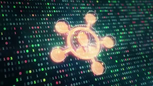 Technológiai Háttér Felhasználói Kapcsolat Ikon Hátterében Lógó Szimbólumok Bináris Kód — Stock videók