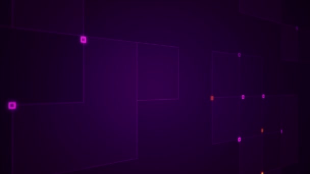 fond géométrique avec des rayures et des particules. Animation du signal électrique du circuit avec un éclat violet. Animation de boucle transparente .  