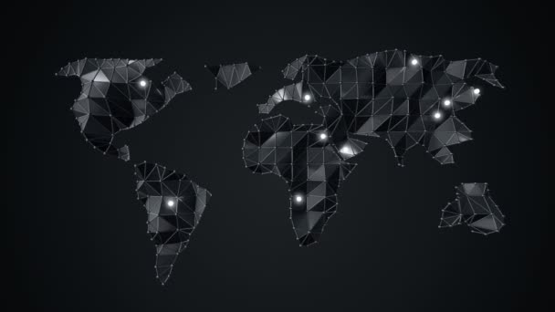 Animace Abstraktní Mapy Země Polygonálního Tvaru Kulovitých Vrcholů Čar Animace — Stock video