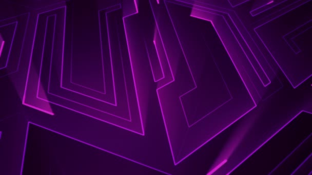 Fond technologique abstrait avec animation de particules de signaux électriques de circuits et de bandes lumineuses violettes. Animation de boucle transparente . 