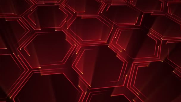 Абстрактний Технологічний Фон Анімацією Частинок Електричного Сигналу Смуг Червоного Світла — стокове відео