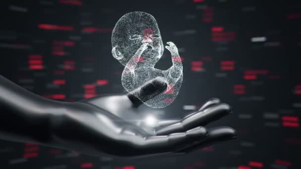 Αφηρημένη Επιστημονική Ταινία Χέρια Ανθρώπου Και Αγέννητου Μωρού Από Μήτρα — Αρχείο Βίντεο