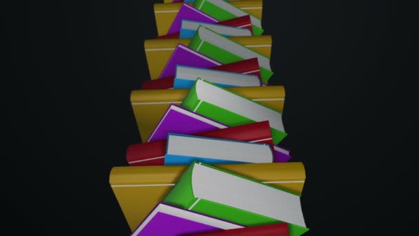 Animation Rotation Stack Colorful Books Animation Seamless Loop — 비디오