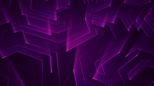 Абстрактный Технологический Фон Анимацией Схем Электрического Сигнала Полос Фиолетового Света — стоковое видео