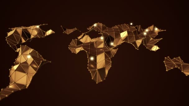 Анимация Абстрактной Карты Земли Многоугольной Формы Сферических Вершин Линий Анимация — стоковое видео
