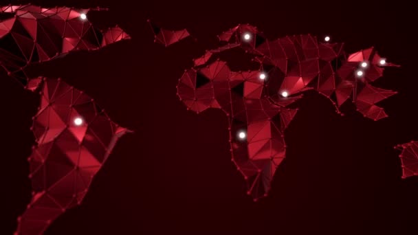 Animación Mapa Abstracto Tierra Partir Forma Poligonal Vértices Líneas Esféricas — Vídeo de stock
