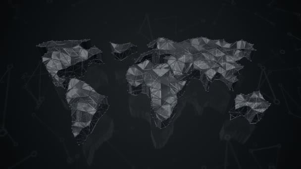 Animação Mapa Abstrato Terra Partir Forma Poligonal Vértices Linhas Esféricas — Vídeo de Stock