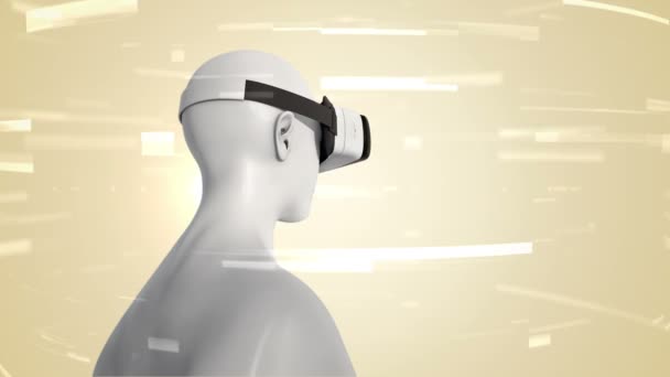 Animation Human Headset Abstract Space Particles Data Virtual Reality Technological — Stockvideo