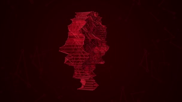 Abstrakter Hintergrund Mit Animationssymbol Des Gehirns Aus Metallischem Netz Animation — Stockvideo