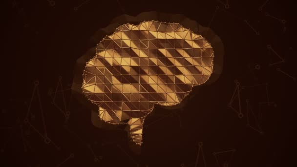 Абстрактний Фон Анімаційним Символом Мозку Металевої Мережі Анімація Безшовної Петлі — стокове відео