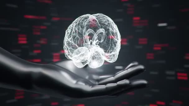 Fondo Con Animación Interfaz Abstracta Cuerpo Humano Cabeza Manos Cerebro — Vídeos de Stock