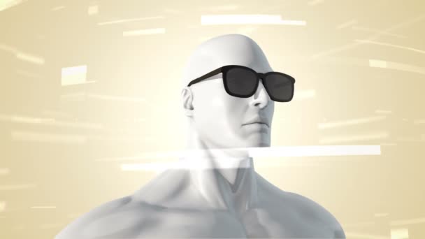 Gözlüklü Insan Animasyonu Soyut Uzayda Parçacıklar Verilerle Sanal Gerçeklik Teknoloji — Stok video