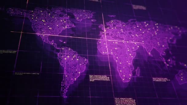 Vue Panoramique Carte Monde Numérique — Video