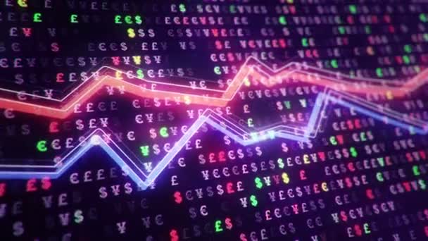 Fundo Abstrato Com Animação Gráficos Crescentes Contadores Fluidos Números Com — Vídeo de Stock