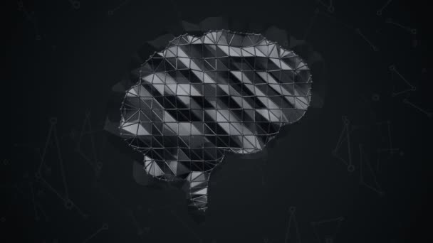 Abstracte Achtergrond Met Animatie Symbool Van Hersenen Van Metalen Net — Stockvideo