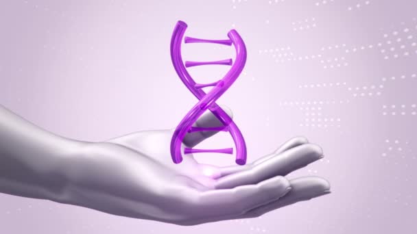 Abstrakter Hintergrund Mit Animation Der Rotation Dna Helix Abstrakten Händen — Stockvideo