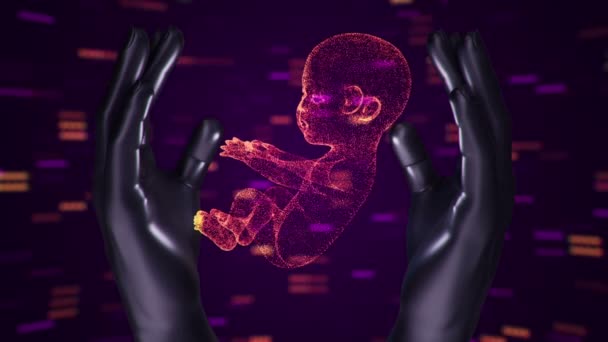 Rezumat Film Științific Mâinile Copilului Uman Nenăscut Din Uter Animație — Videoclip de stoc